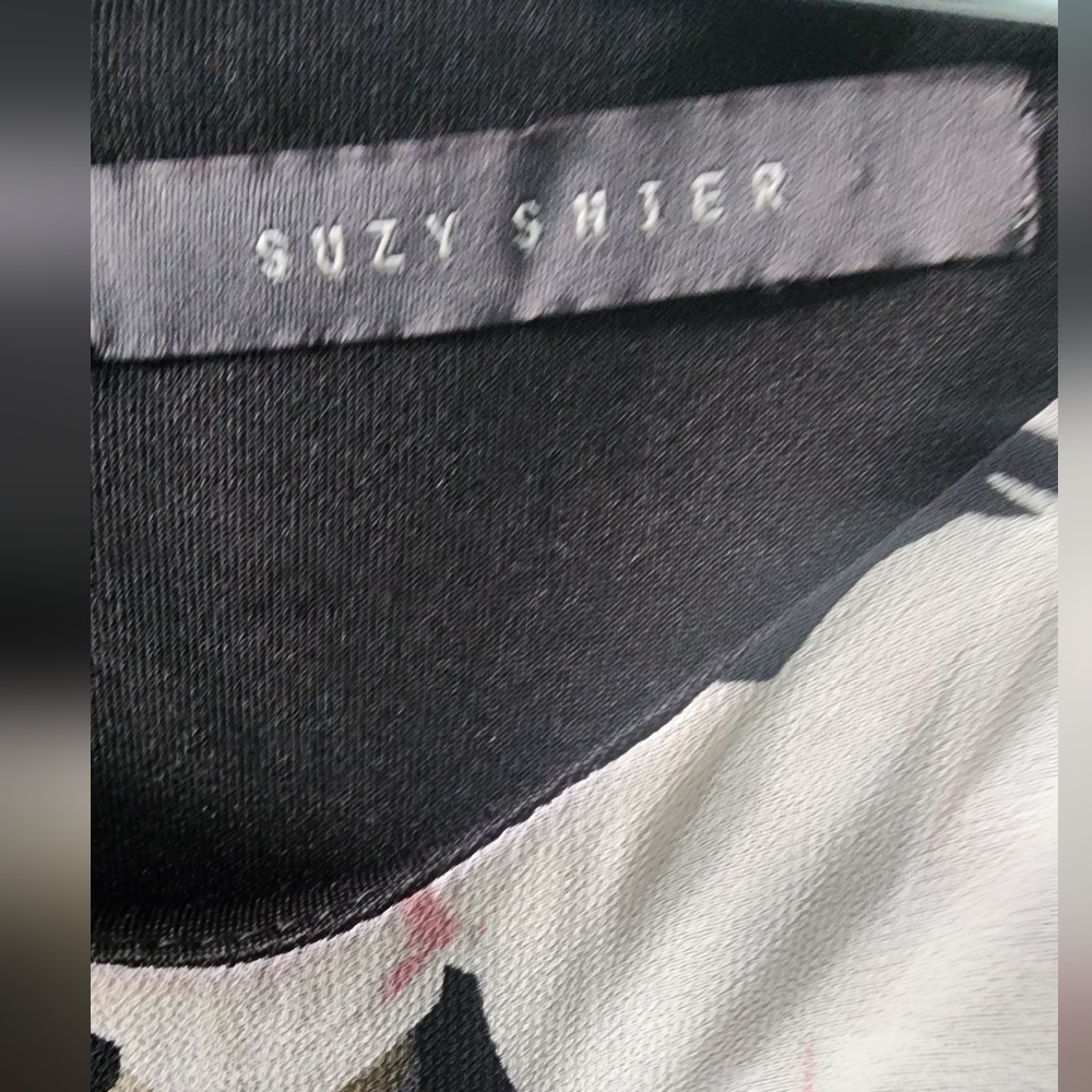 🌷Suzy Shier Black Dress with Blush Floral Asymmetrical Overlay🌷size:XXL - Picture 5 of 6